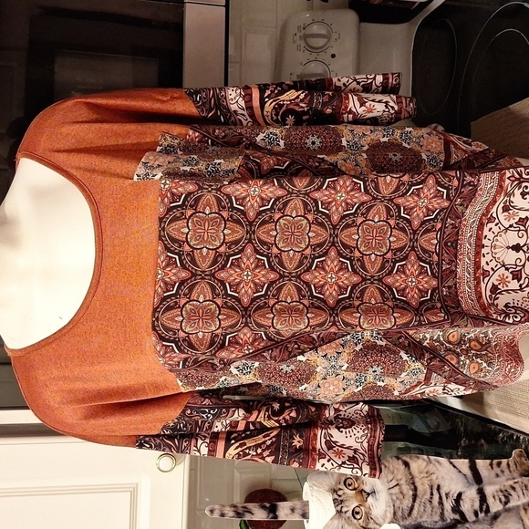 A women's One World casual stretch 3/4 sleeve plus size top 1X - Picture 1 of 4